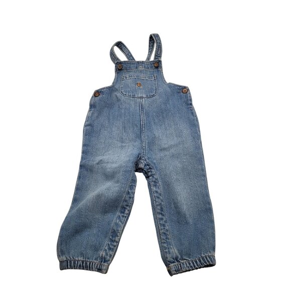 Baby Gap 12-18 Month Soft Denim Overalls Jumpsuit Criss Cross Straps Classic - Picture 1 of 11